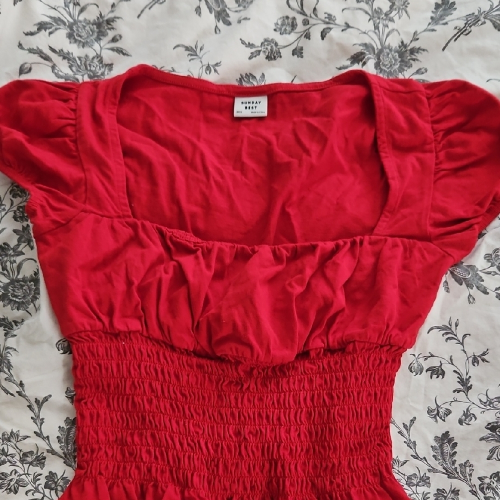 Sunday Best Red Puff Sleeve Crop Top